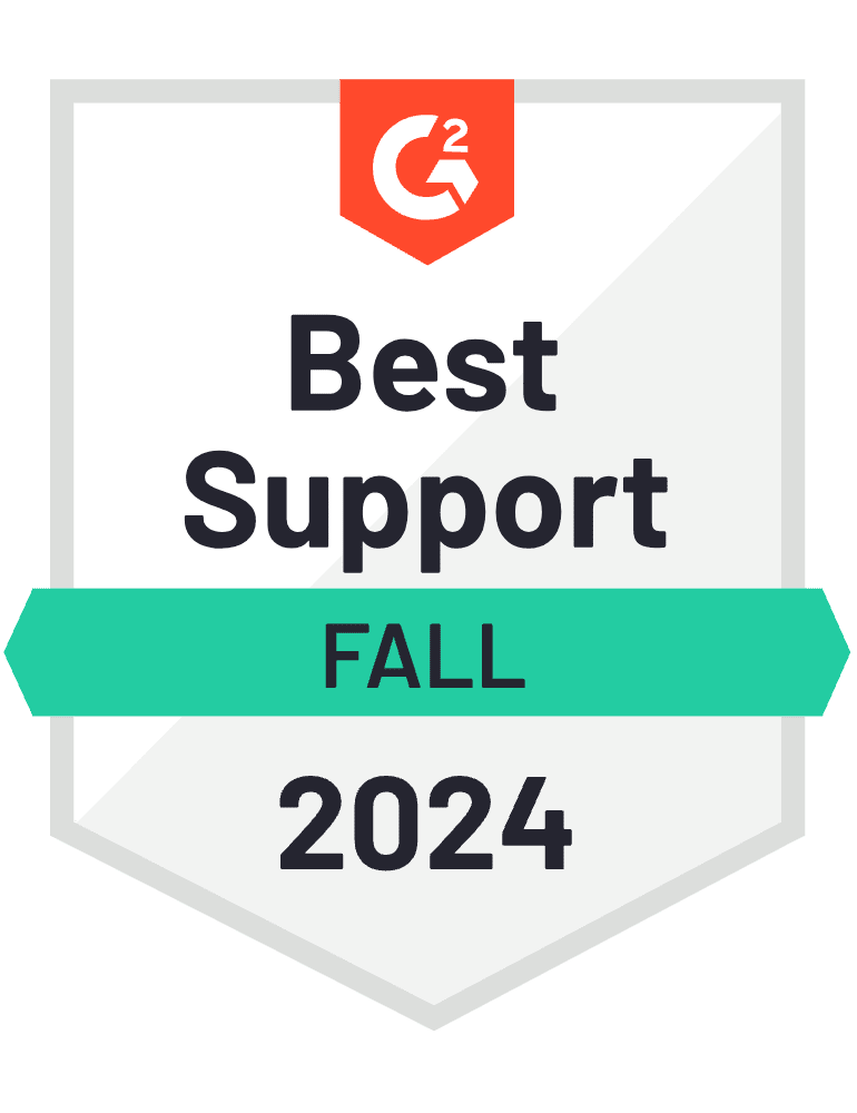 Cobalt's recognition for Best Support in the G2 Fall 2024 report