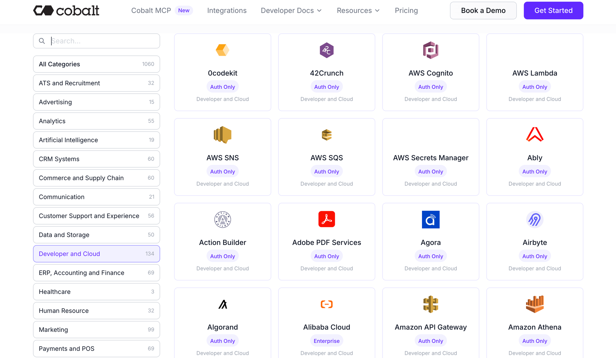 Developers tool MCP Servers- Cobalt dashboard